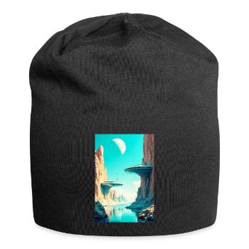 Die Menschheit findet endlich ihr neues Zuhause im Weltraum - Jersey-Beanie - Schwarz - Vorne