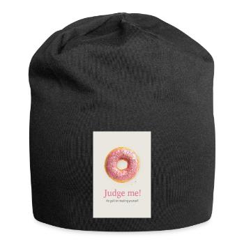 Judge Me Donut Funny Sweet Food Design - Jersey-Beanie - Schwarz - Vorne