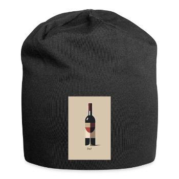 Wein Design minimalistisch läuft Spruch - Jersey-Beanie - Schwarz - Vorne