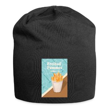 Freibad Pommes Sommer 90s Retro Design - Jersey-Beanie - Schwarz - Vorne