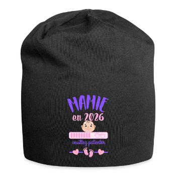 Oma im Jahr 2026. Bitte warten Sie. - Jersey-Beanie - Schwarz - Vorne