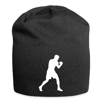 Silhouette de boxeur en mouvement - Bonnet en jersey - noir - Devant