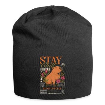 Stay Chill Capybara Motif - Jersey Beanie - black - Front