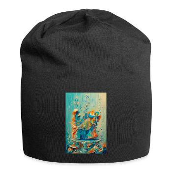 Koi underwater colorful artwork - Jersey Beanie - black - Front
