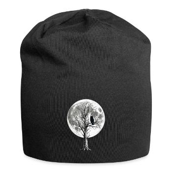 Mondnächteule auf kahler Baumkrone - Jersey-Beanie - Schwarz - Vorne