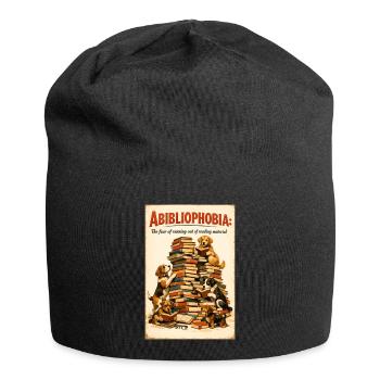 Abibliophobia: When dogs and stacks of books win - Jersey Beanie - black - Front
