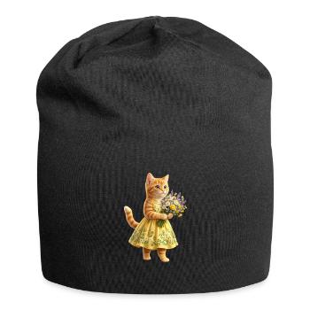 Minettes Story – Ginger Kitten with Flower Bouquet - Bonnet en jersey - noir - Devant