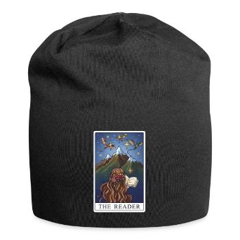 The reader in the mountain panorama - Jersey Beanie - black - Front