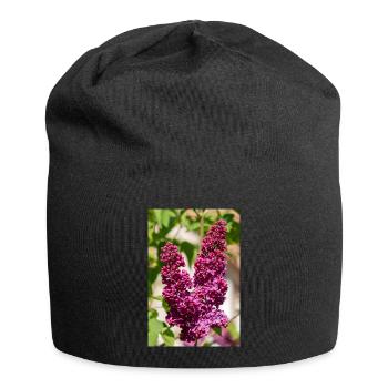 Lilas en fleurs dans le jardin printanier - Bonnet en jersey - noir - Devant