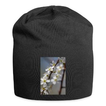 Des cerisiers blancs délicats au printemps - Bonnet en jersey - noir - Devant