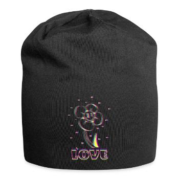 Neon Flower Love - Jersey-Beanie - Schwarz - Vorne