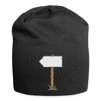 Rustic wooden sign - Jersey Beanie - black - Front