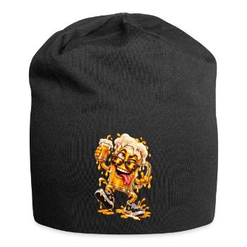 Lustiger Cartoon-Bierkrug mit Palmen - Jersey-Beanie - Schwarz - Vorne