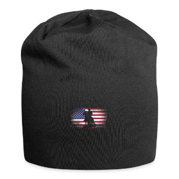 Western riding USA rider gift horses flag - Jersey Beanie - black - Front