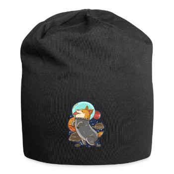 sweet dog space astronaut gift - Jersey Beanie - black - Front