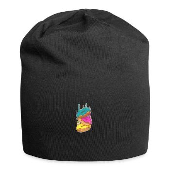 Retro vintage abstract grunge style donuts - Jersey Beanie - black - Front