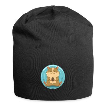 Hamster mit Nuss - Jersey-Beanie - Schwarz - Vorne