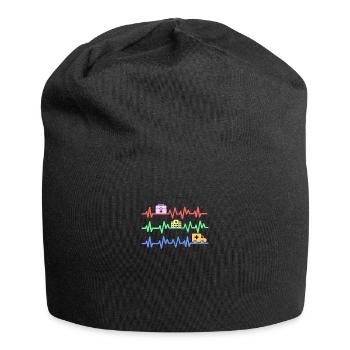 Rettungsdienst Notruf Sani Geschenk · Herzschlag - Jersey-Beanie - Schwarz - Vorne