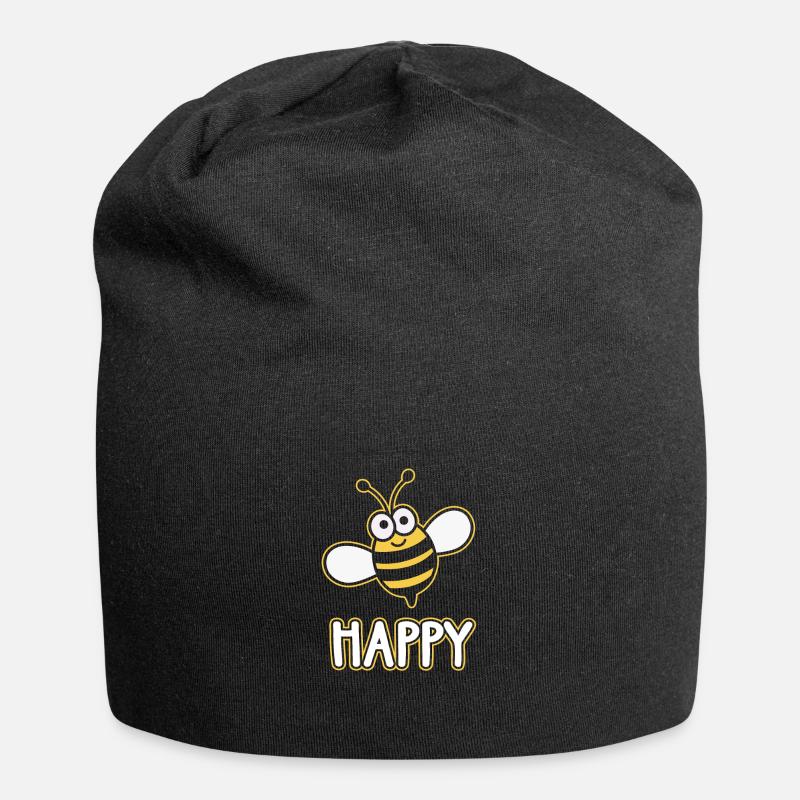 Bee happy - Jersey Beanie - black