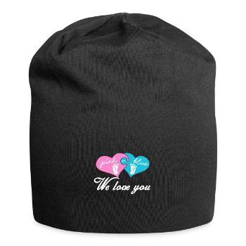 pink blau schwangerschaft schwanger baby party - Jersey-Beanie - Schwarz - Vorne