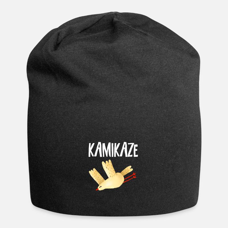 Kamikaze | Vogel im Sturzflug - Jersey-Beanie - Schwarz
