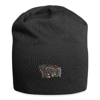 Kuh Tier Kühe Bauernhof Geschenk · Blumen - Jersey-Beanie - Schwarz - Vorne