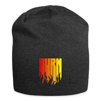 BURN - the black flame is burning - Jersey Beanie - charcoal grey - Front