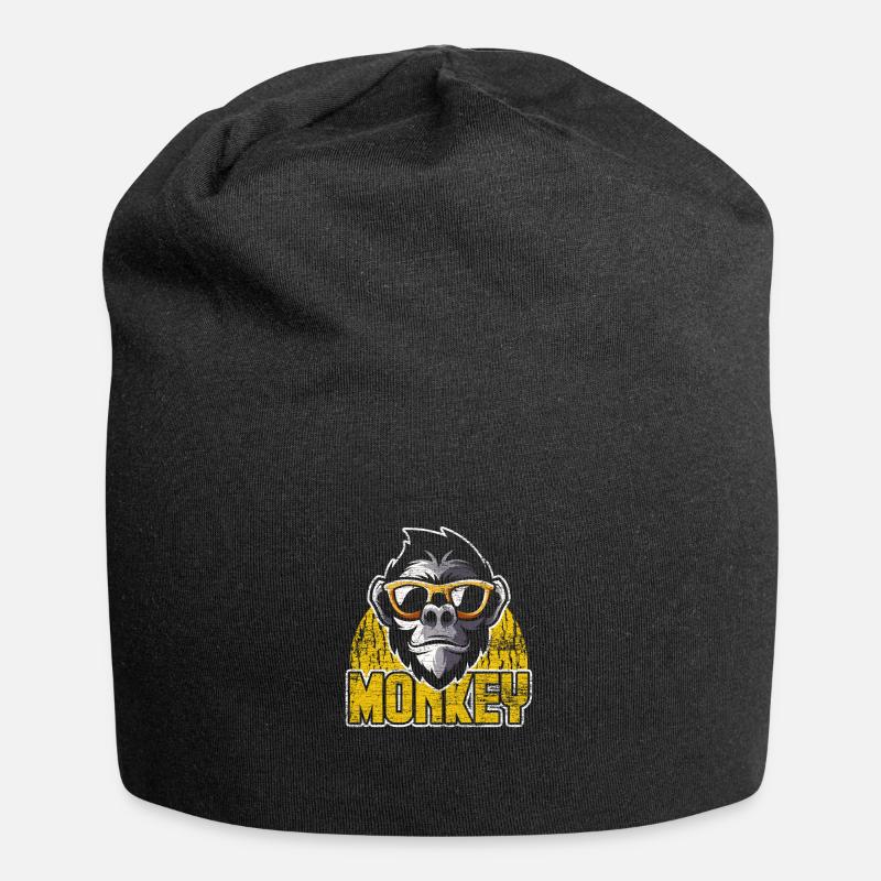 Affe Evolution Tiere - Jersey-Beanie - Schwarz