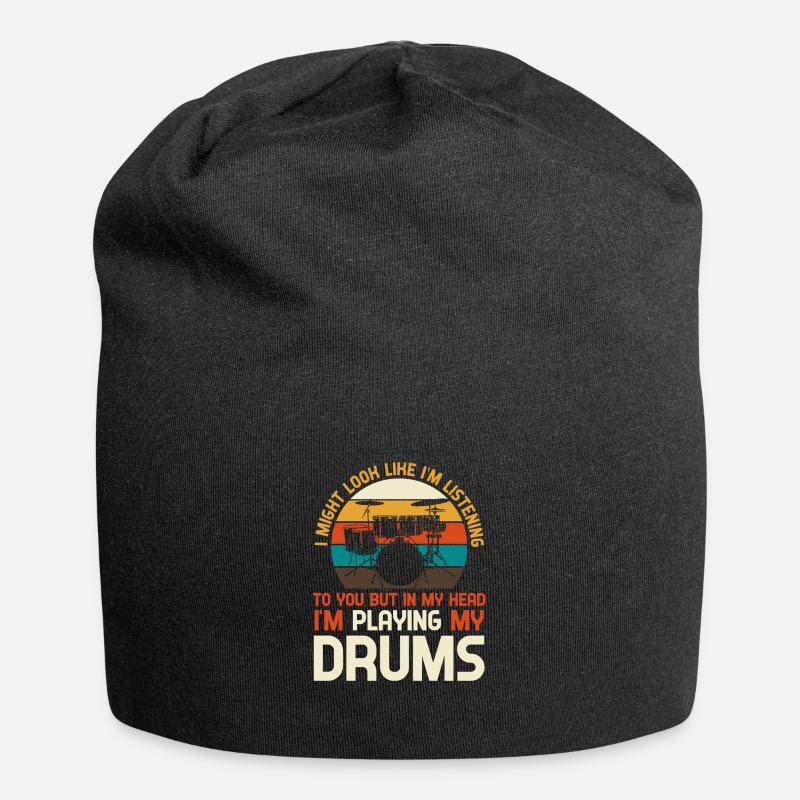 Schlagzeug Drums - Jersey-Beanie - Schwarz