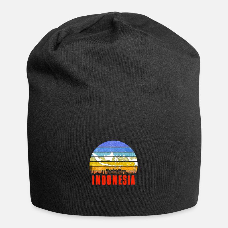 Indonesien - Jersey-Beanie - Schwarz