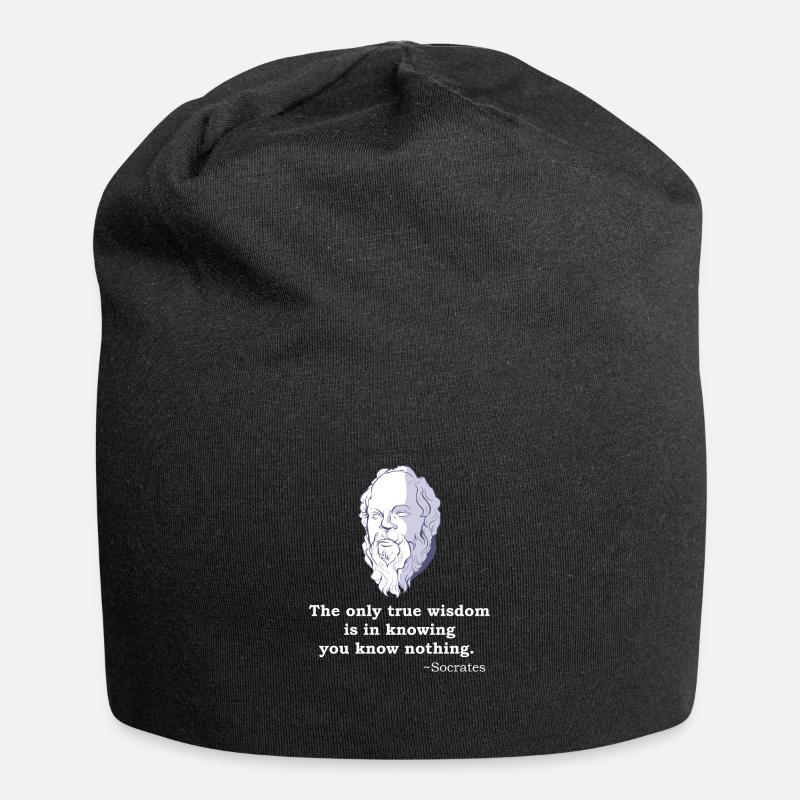 Socrates quote ancient philosopher philosophy saying - Jersey Beanie - black