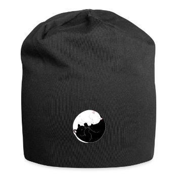 Yin und Yang Katze - Jersey-Beanie - Schwarz - Vorne