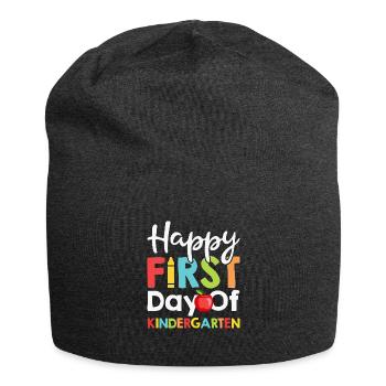 Happy first day of kindergarten - Jersey Beanie - charcoal grey - Front