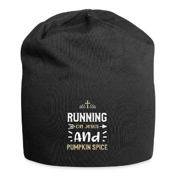 Courir sur Jésus et les épices à la citrouille - Bonnet en jersey - noir - Devant