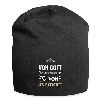 Von Gott Geschaffen & Von Jesus... - Jersey-Beanie - Schwarz - Vorne