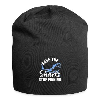 Rettet die Haie - Stoppt das Finning - Jersey-Beanie - Schwarz - Vorne