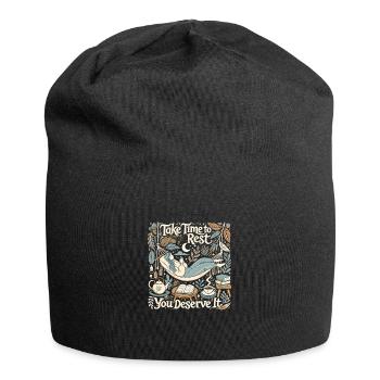 Nehmen Sie sich Zeit zum Ausruhen, Sie haben es ve - Jersey-Beanie - Schwarz - Vorne