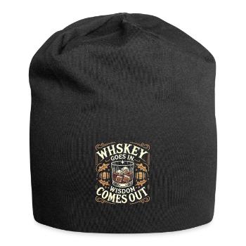 Whiskey geht rein, Weisheit kommt raus - Jersey-Beanie - Schwarz - Vorne