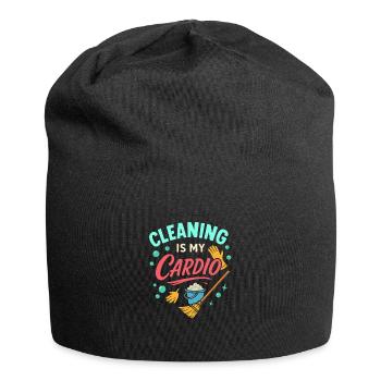 Putzen ist meine Kardio - Jersey-Beanie - Schwarz - Vorne