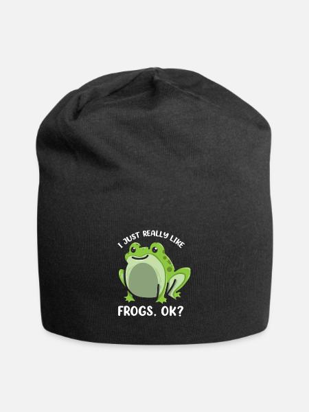 I Just Really Like Frogs Funny Frog Lover - Jersey-Beanie - Schwarz