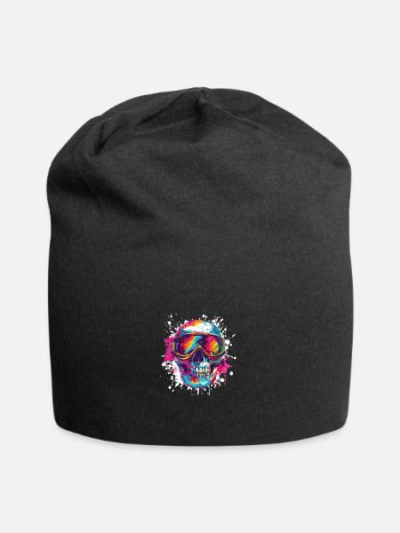 Ski Skibrille Totenkopf - Jersey-Beanie - Schwarz
