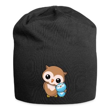 Eulen Geschwister - Niedliche Eule Geschenk Kawaii - Jersey-Beanie - Schwarz - Vorne