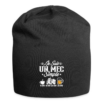 Je suis un mec simple cafe tracteur l'apéro - Bonnet en jersey - noir - Devant