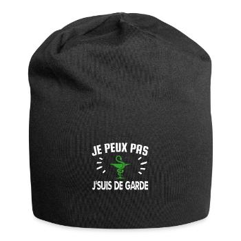 je peux pas je suis de garde - Bonnet en jersey - noir - Devant