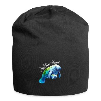 Seekuh mit Kalb mein Spirit Animal - Jersey-Beanie - Schwarz - Vorne