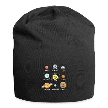 Système solaire drôle - Bonnet en jersey - noir - Devant