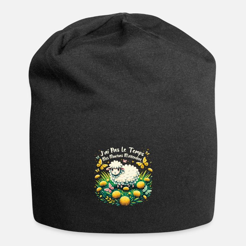 Citation sur les moutons, mes moutons m'attendent - Bonnet en jersey - noir