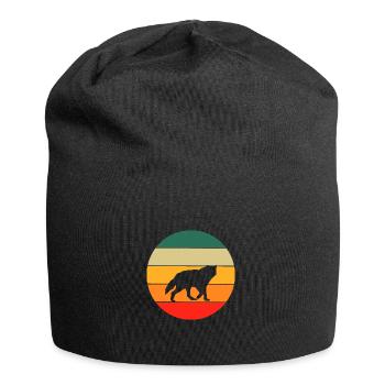 Wald Tier Geschenk Waldbewohner Retro Wolf - Jersey-Beanie - Schwarz - Vorne