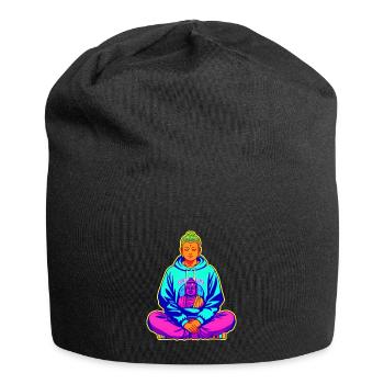 Buddha with colorful hip hop hoodie - Jersey Beanie - black - Front