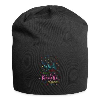 Für mich soll's heut Konfetti regnen in bunt - Jersey-Beanie - Schwarz - Vorne